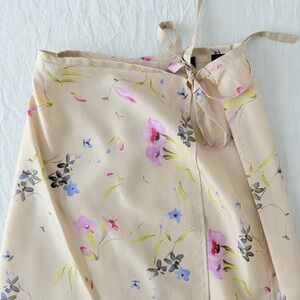 The Limited Cream Floral 100% Silk Skirt